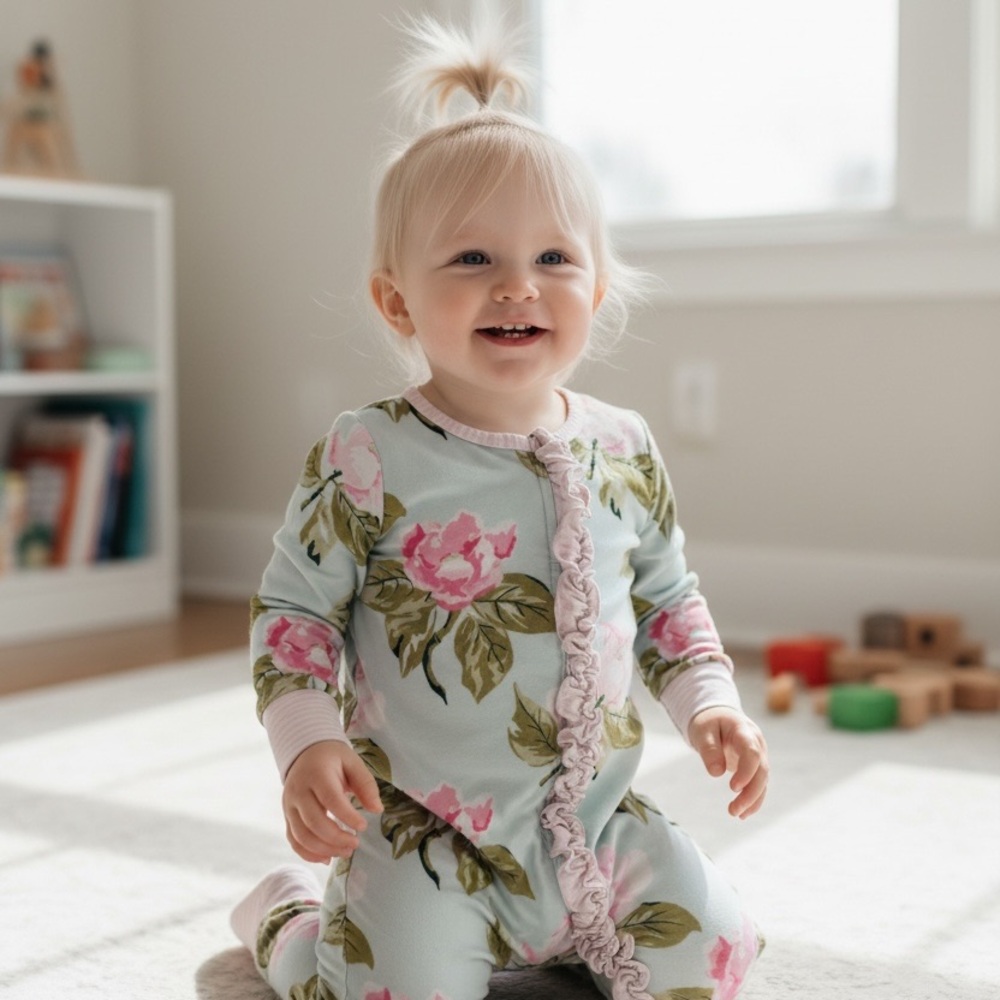 SweetHoney Floral Ruffle Baby Onesie 3T